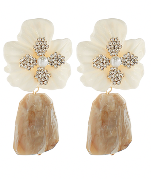 Crystal Flower & Geometric Shape Earrings