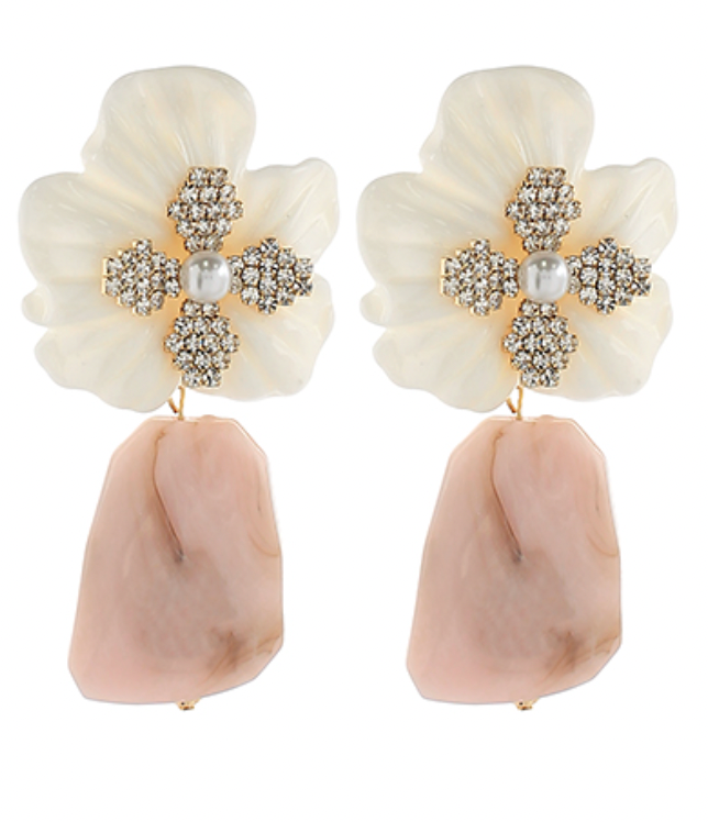Crystal Flower & Geometric Shape Earrings