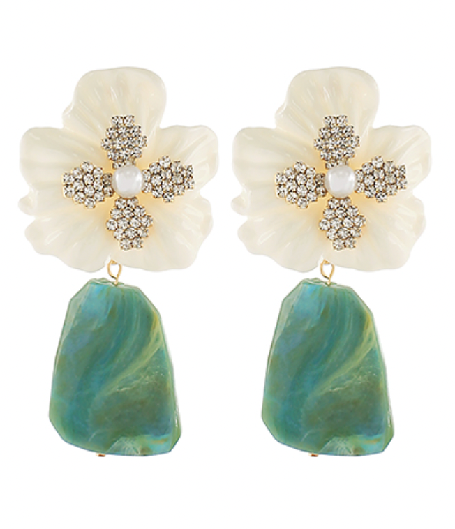 Crystal Flower & Geometric Shape Earrings