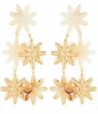 3 Flower Double Linear Drop Earrings