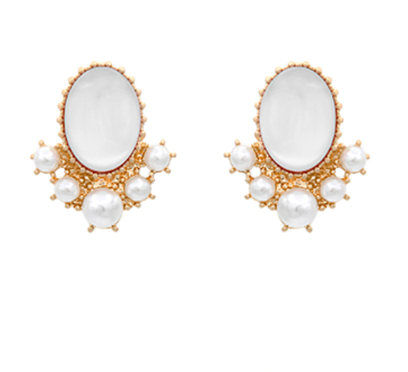 Oval Colored Pearl Earrings