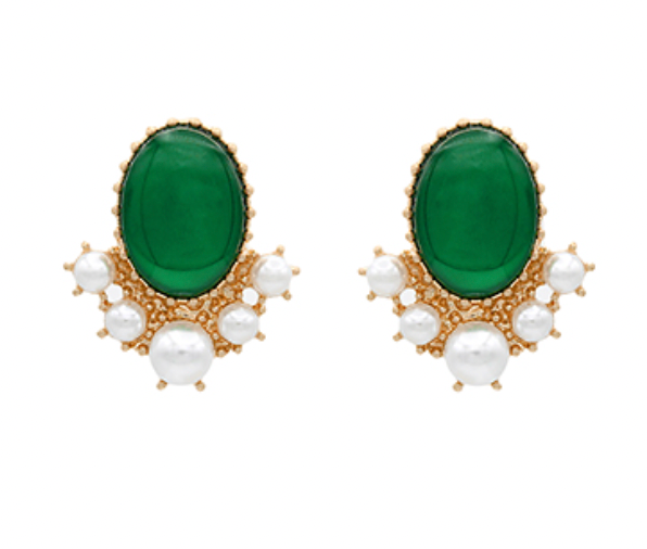 Oval Colored Pearl Earrings
