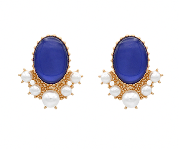 Oval Colored Pearl Earrings