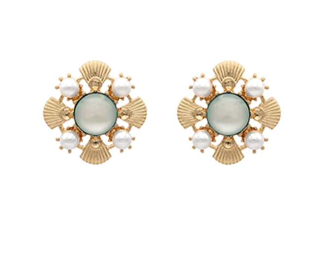 Flower Shaped Pearl Earrings