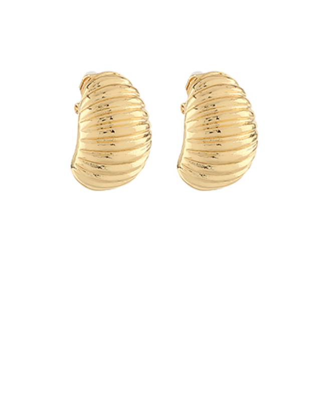 Ribbed Oval Dome Shape Clip Earrings