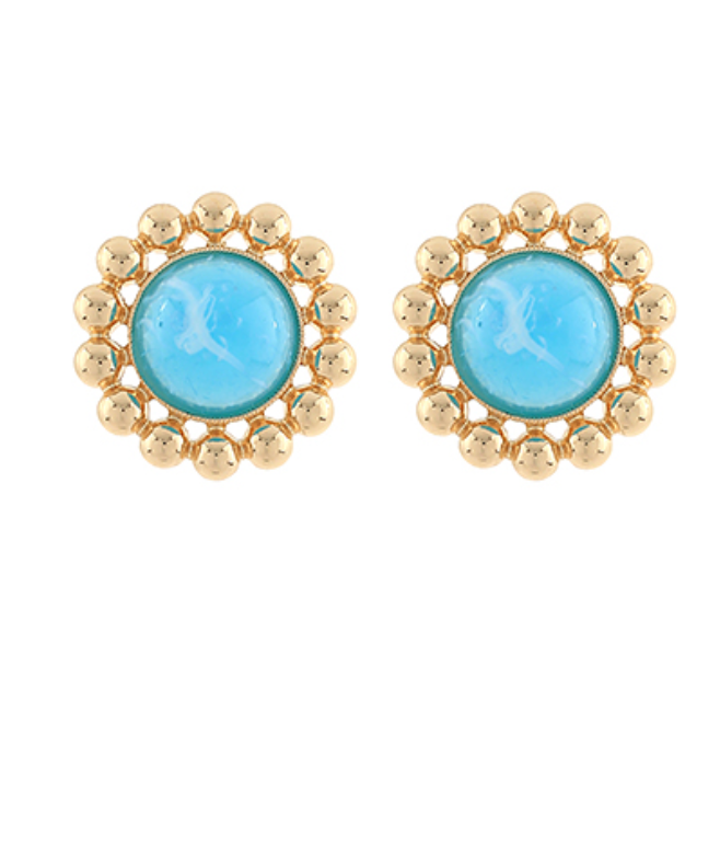 Dome Shape Stone Earrings