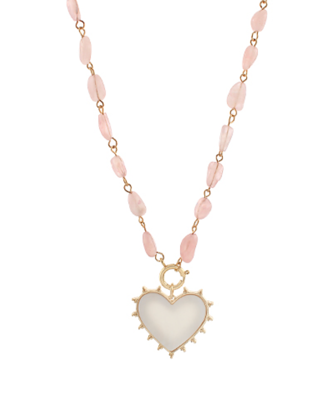 Stone & Heart Charm Necklace