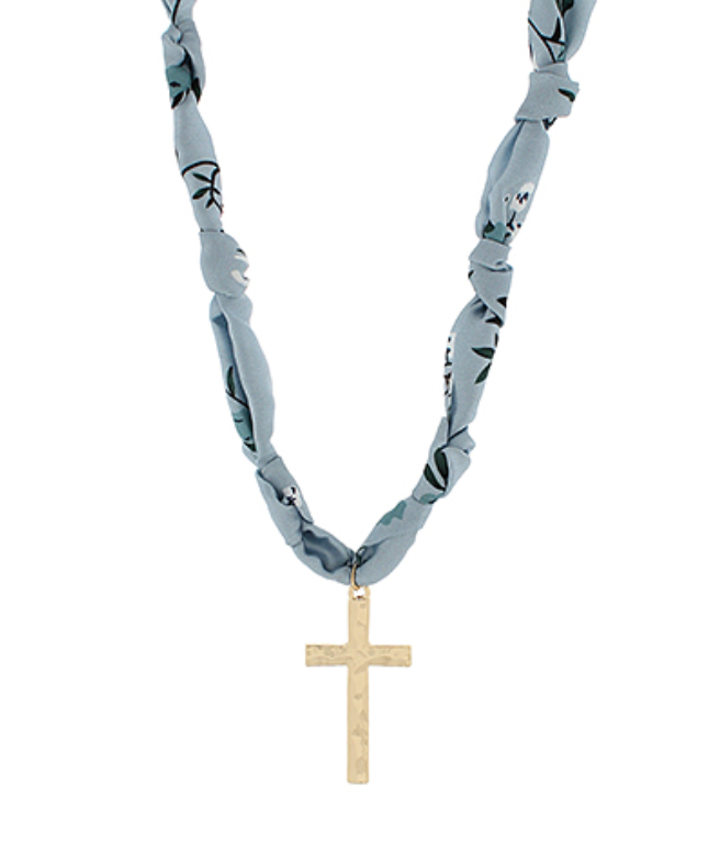 Hammered Cross Scarf Choker