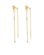 End Pave CZ Bar Chain Earrings