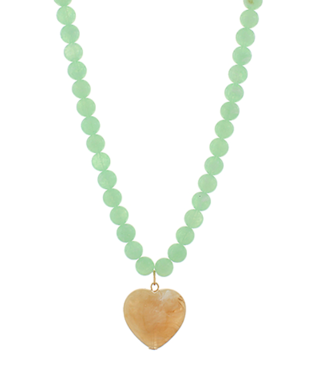 Marble Puffy Heart & Ball Necklace