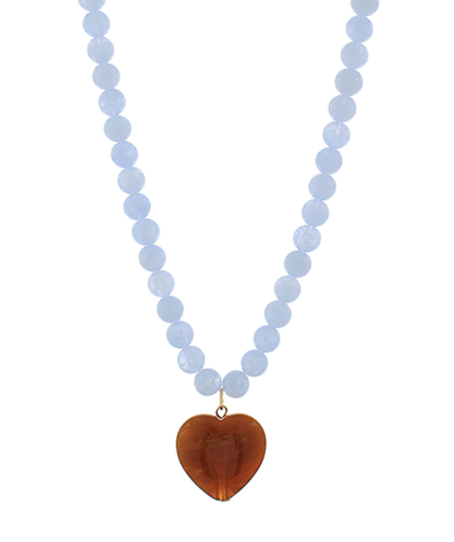 Marble Puffy Heart & Ball Necklace