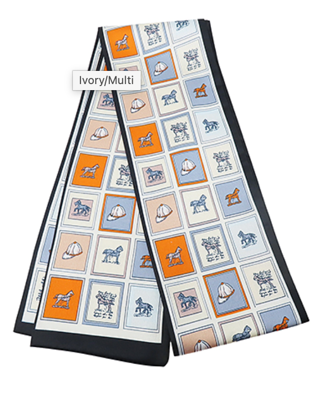 Equestrian Theme Print Narrow Scarf