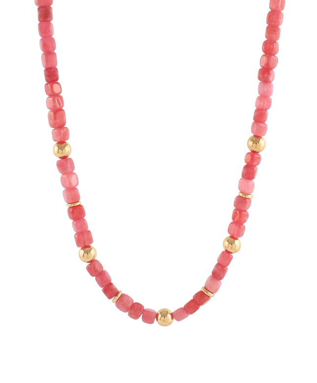 Cube Marble Stone & CCB Ball Necklace