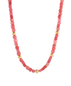 Cube Marble Stone & CCB Ball Necklace
