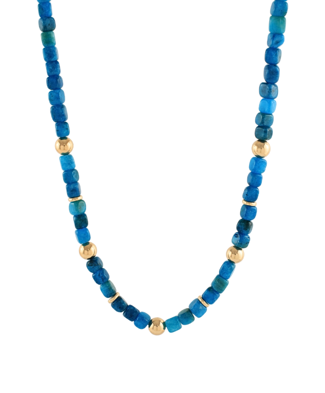 Cube Marble Stone & CCB Ball Necklace