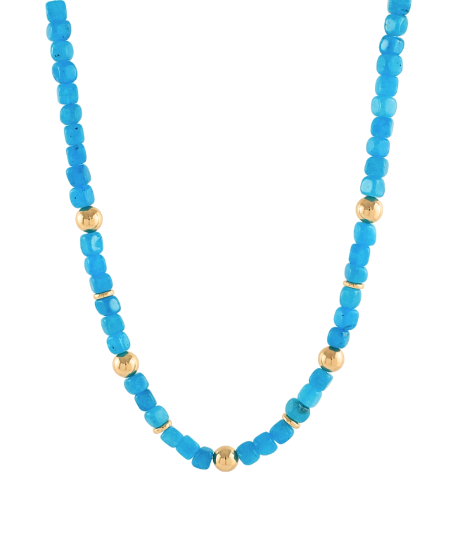 Cube Marble Stone & CCB Ball Necklace