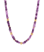 Cube Marble Stone & CCB Ball Necklace
