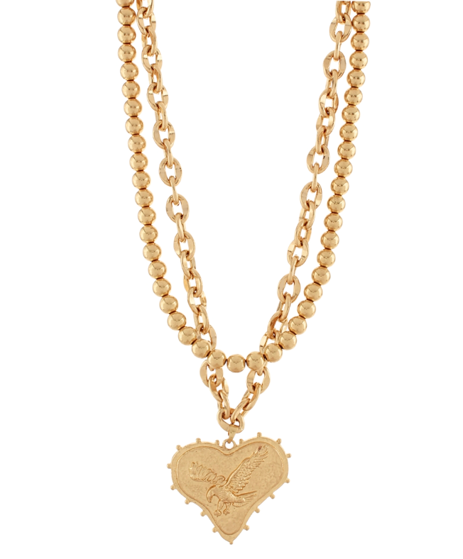 Gameday Layered Football Heart Necklace