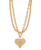 Gameday Layered Football Heart Necklace