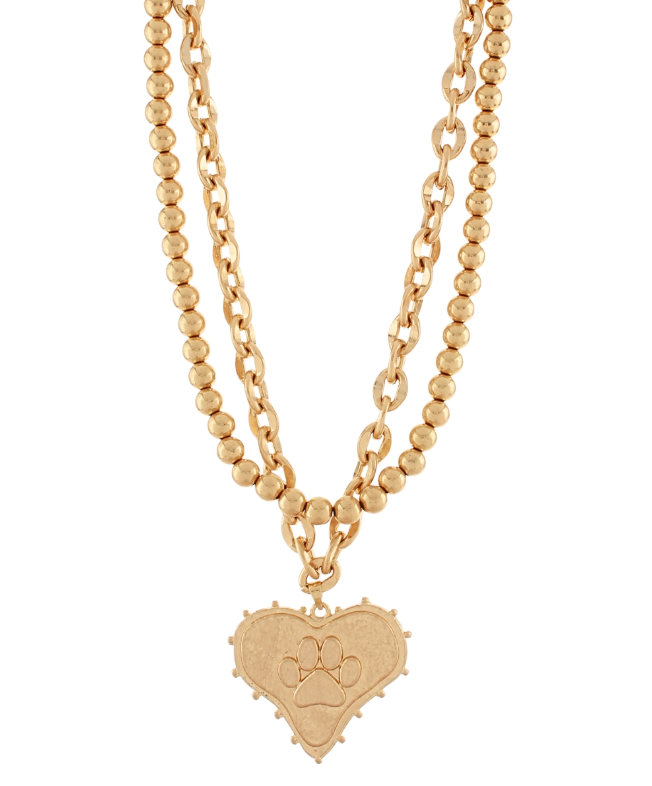 Gameday Layered Football Heart Necklace