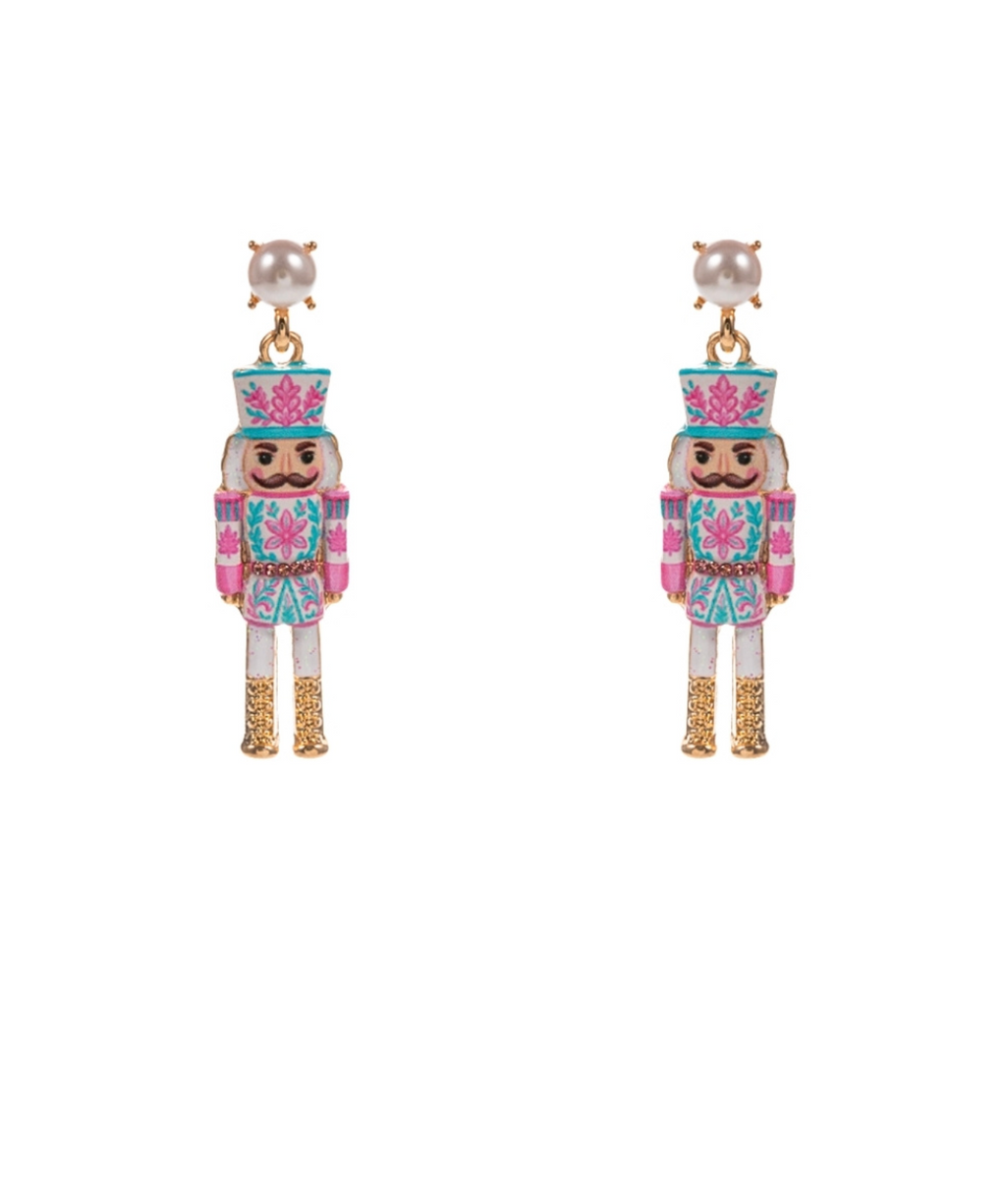 Christmas Nutcracker & Pearl Earrings