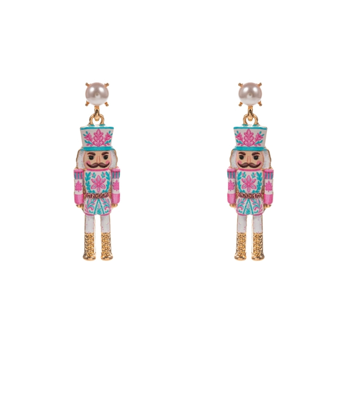 Christmas Nutcracker & Pearl Earrings