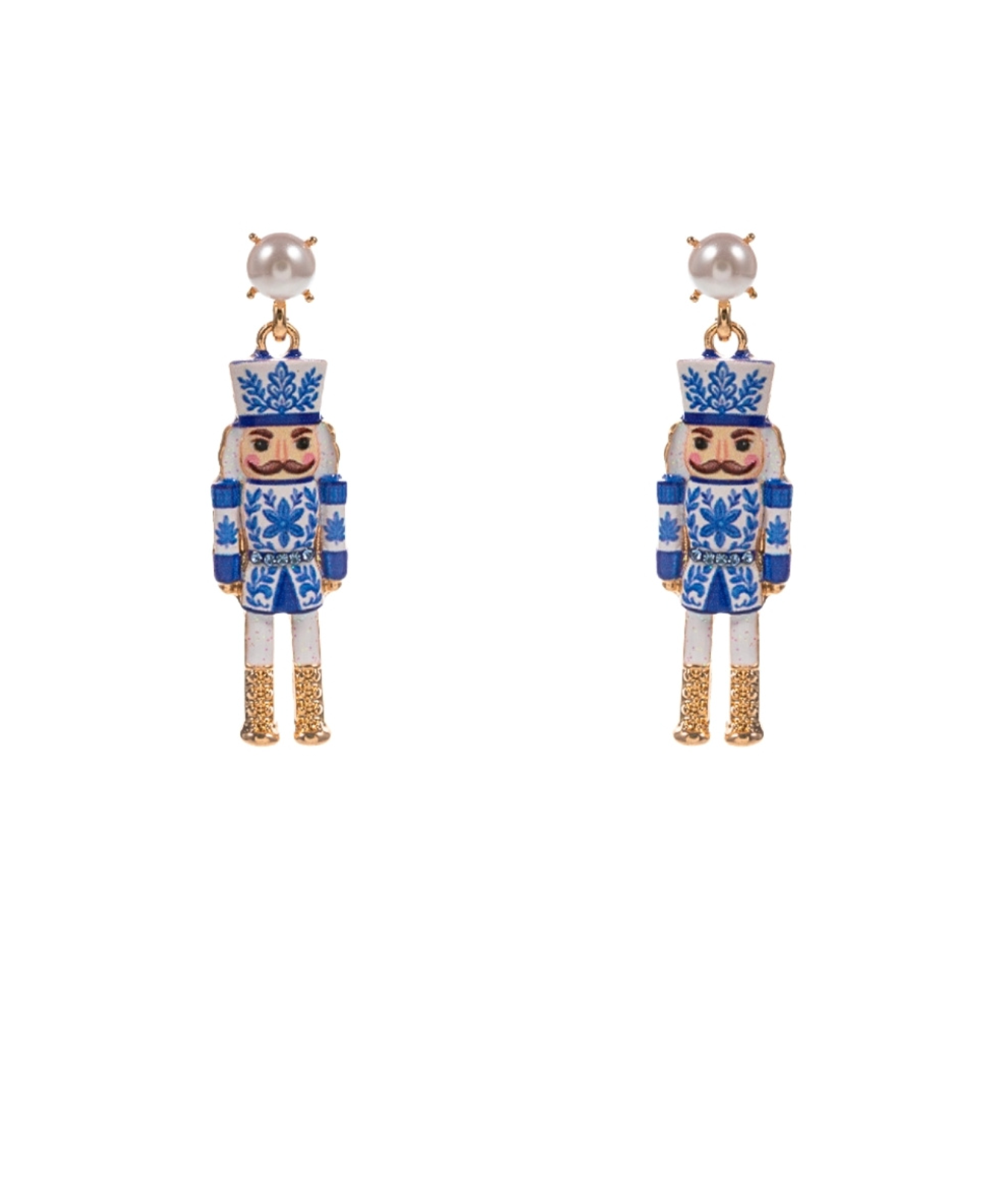 Christmas Nutcracker & Pearl Earrings