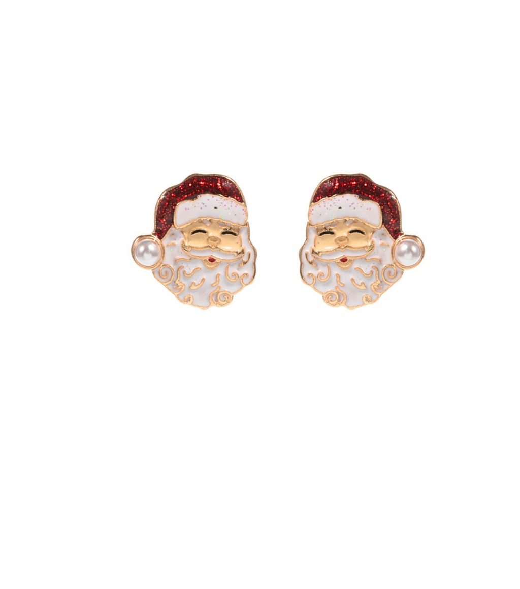 Christmas Santa Face with Glitter Earrings