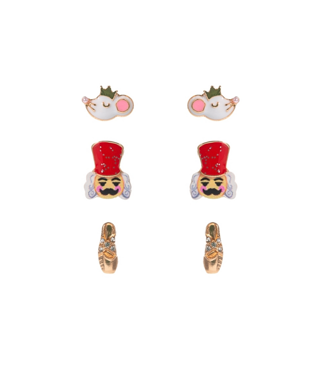 Christmas Theme Nutcracker 3-Pair Earring Set