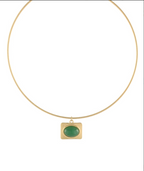 Oval Stone Rectangle Pendant Choker