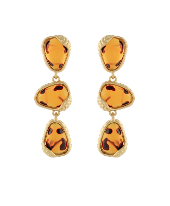 Linear Teardrop Stone Earrings