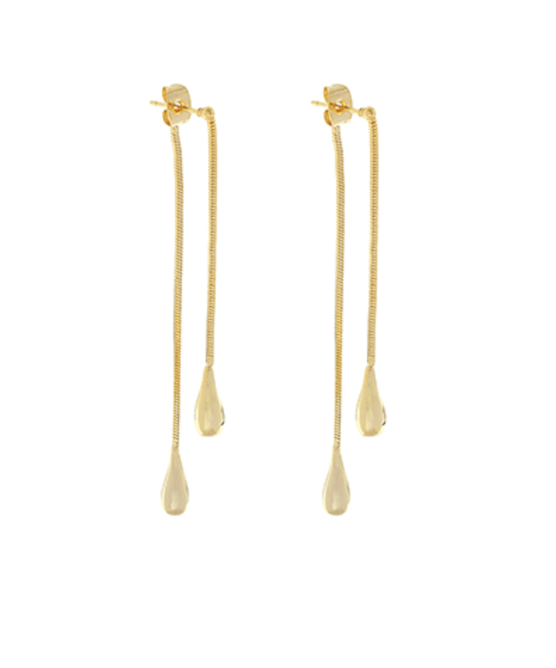 Teardrop Snake Linear Front Back Earrings