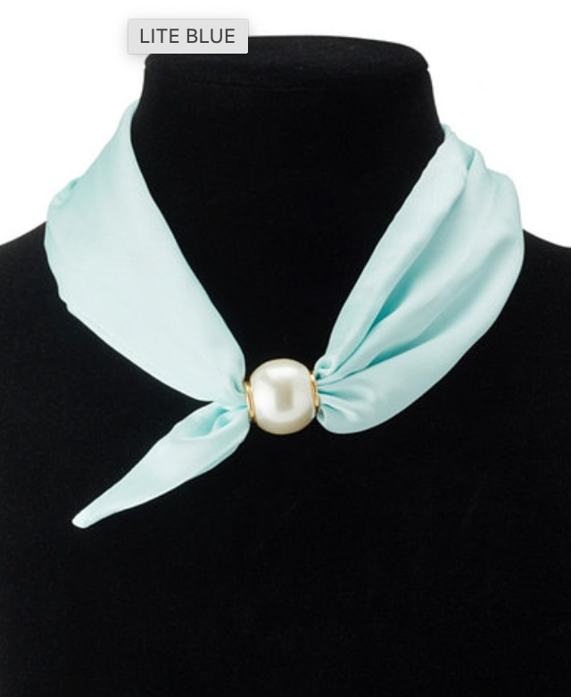 Solid Pearl Magnet Floral Scarf Necklace