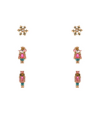 Christmas Theme Nutcracker 3-Pair Earring Set
