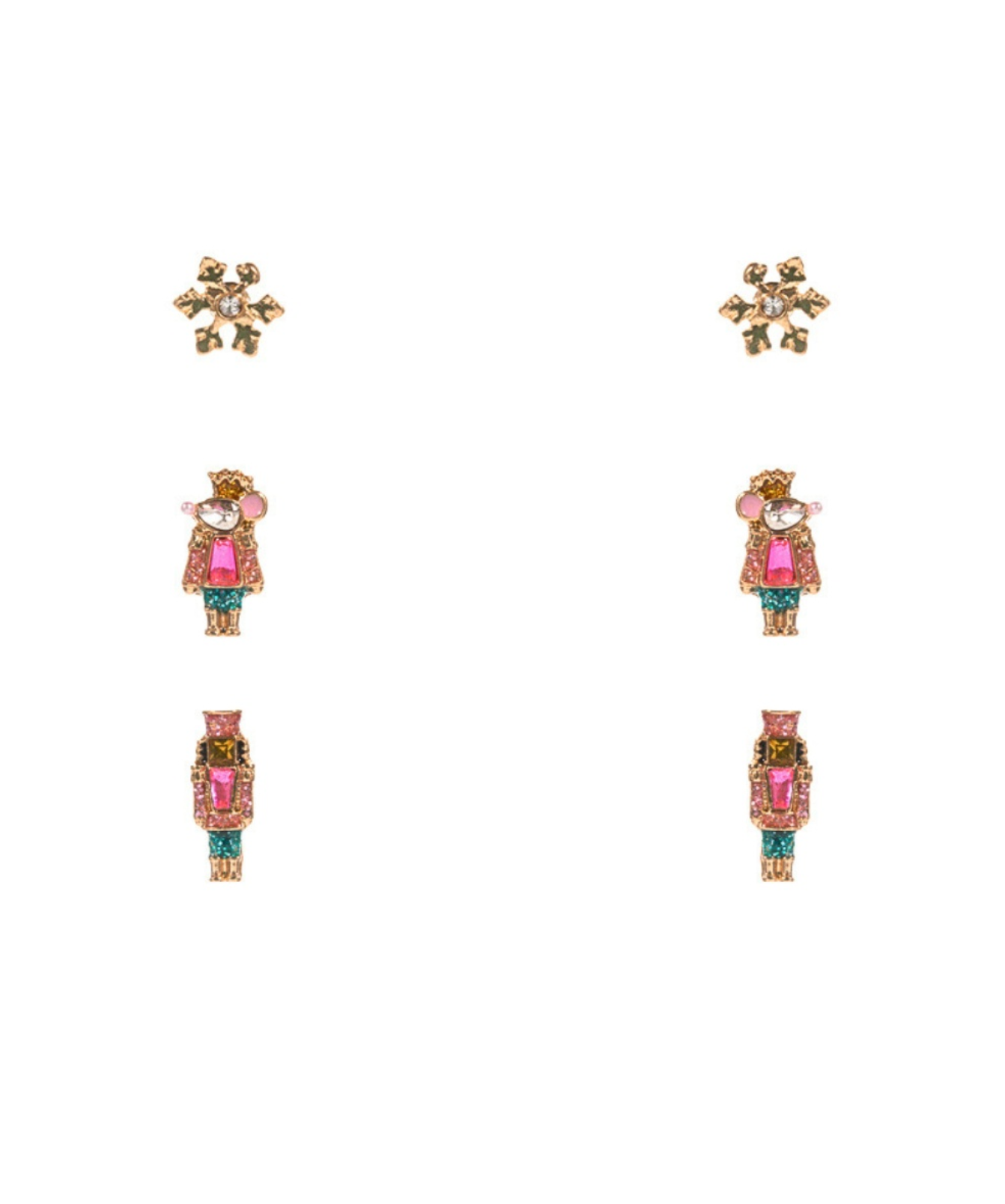Christmas Theme Nutcracker 3-Pair Earring Set