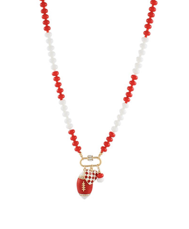 Football & Heart Charm Necklace