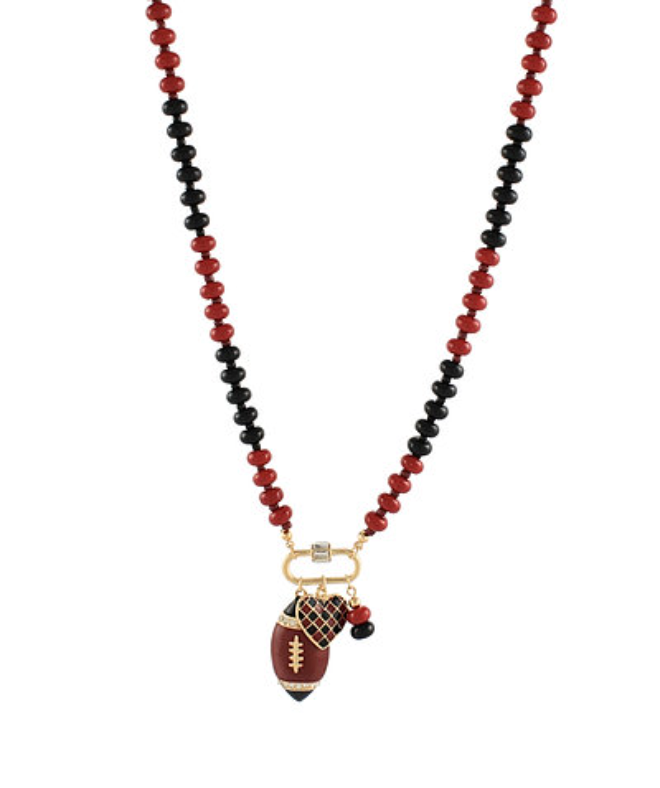 Football & Heart Charm Necklace
