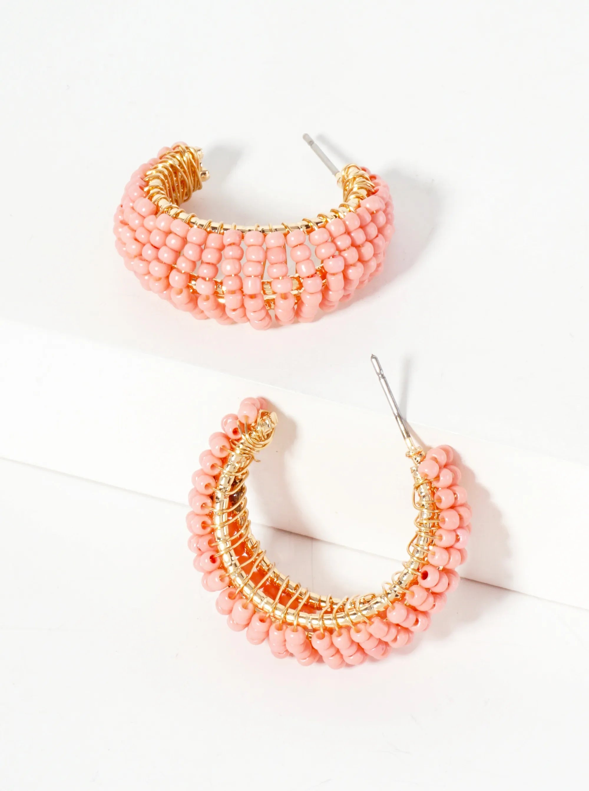 Beaded Chunky Hoops Earrings