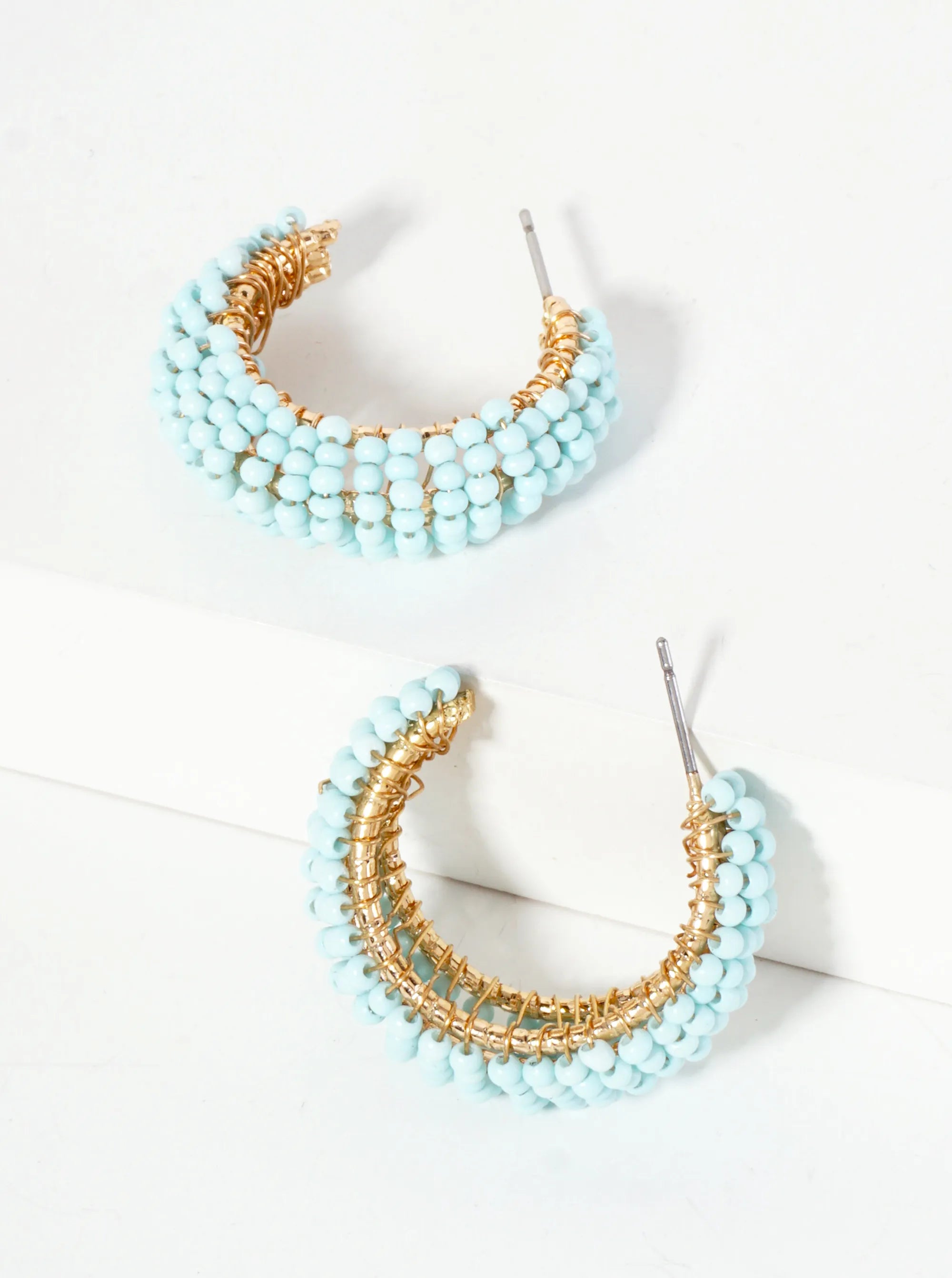 Beaded Chunky Hoops Earrings