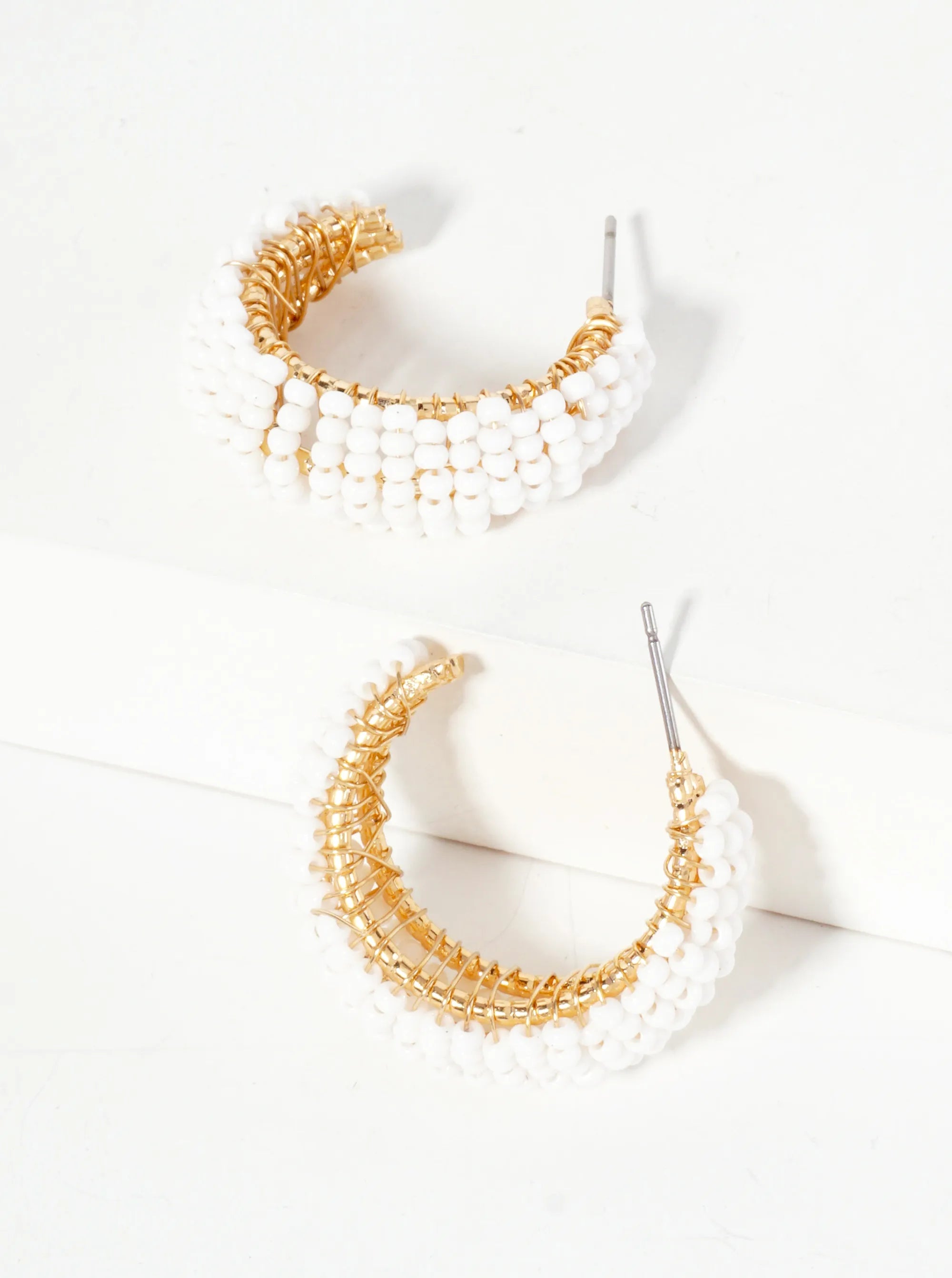 Beaded Chunky Hoops Earrings