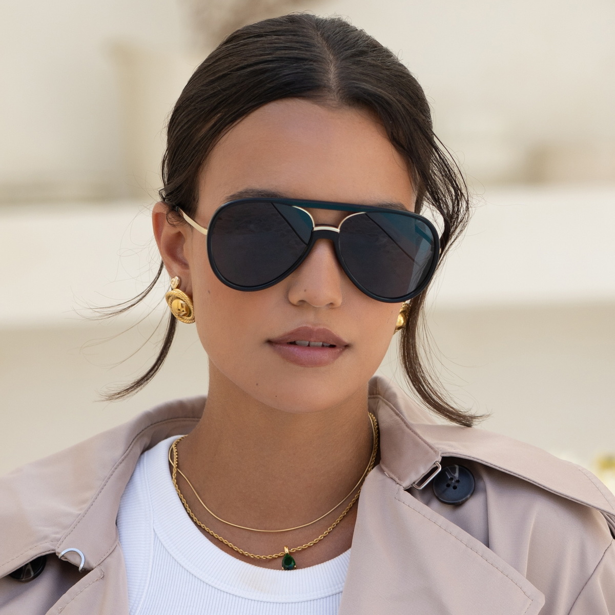 NEW FREYRS EYEWEAR unisex - shay aviator sunglasses in black Shay Tortoise Mirrored Aviator Sunglasses by FREYRS Eyewear main image 4
