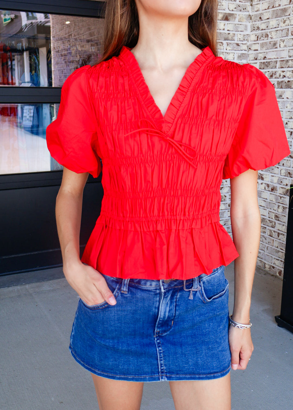 Smocked Peplum Top