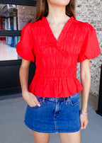 Smocked Peplum Top