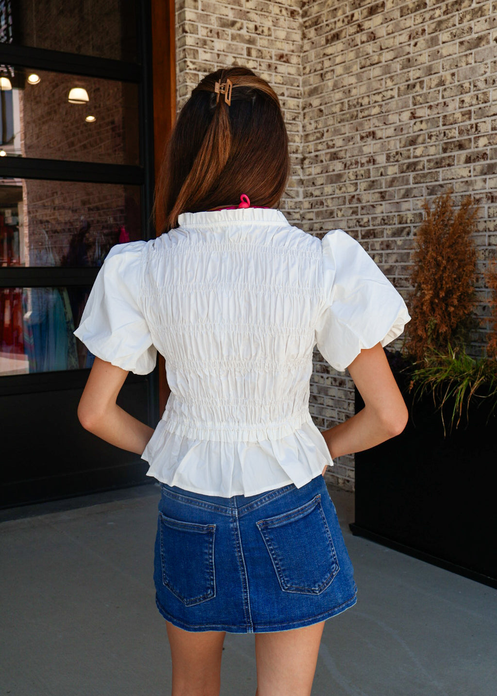 Smocked Peplum Top