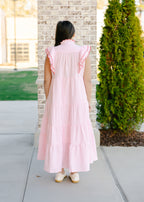 Hazel Scalloped Trim Tiered Midi Dress