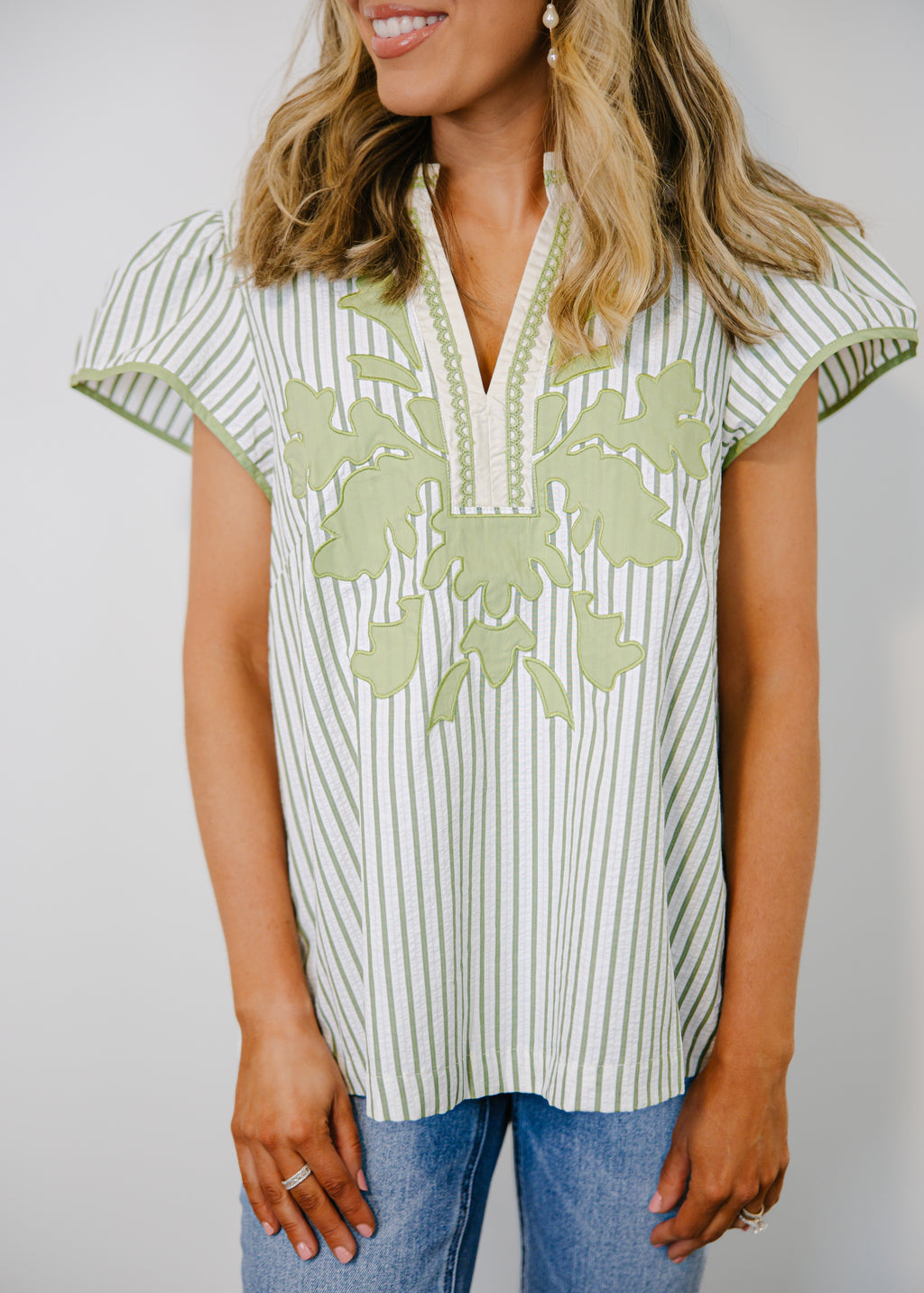 Lacey V-Neck Stripe Top