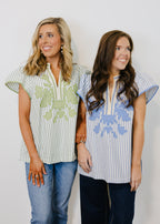 Lacey V-Neck Stripe Top