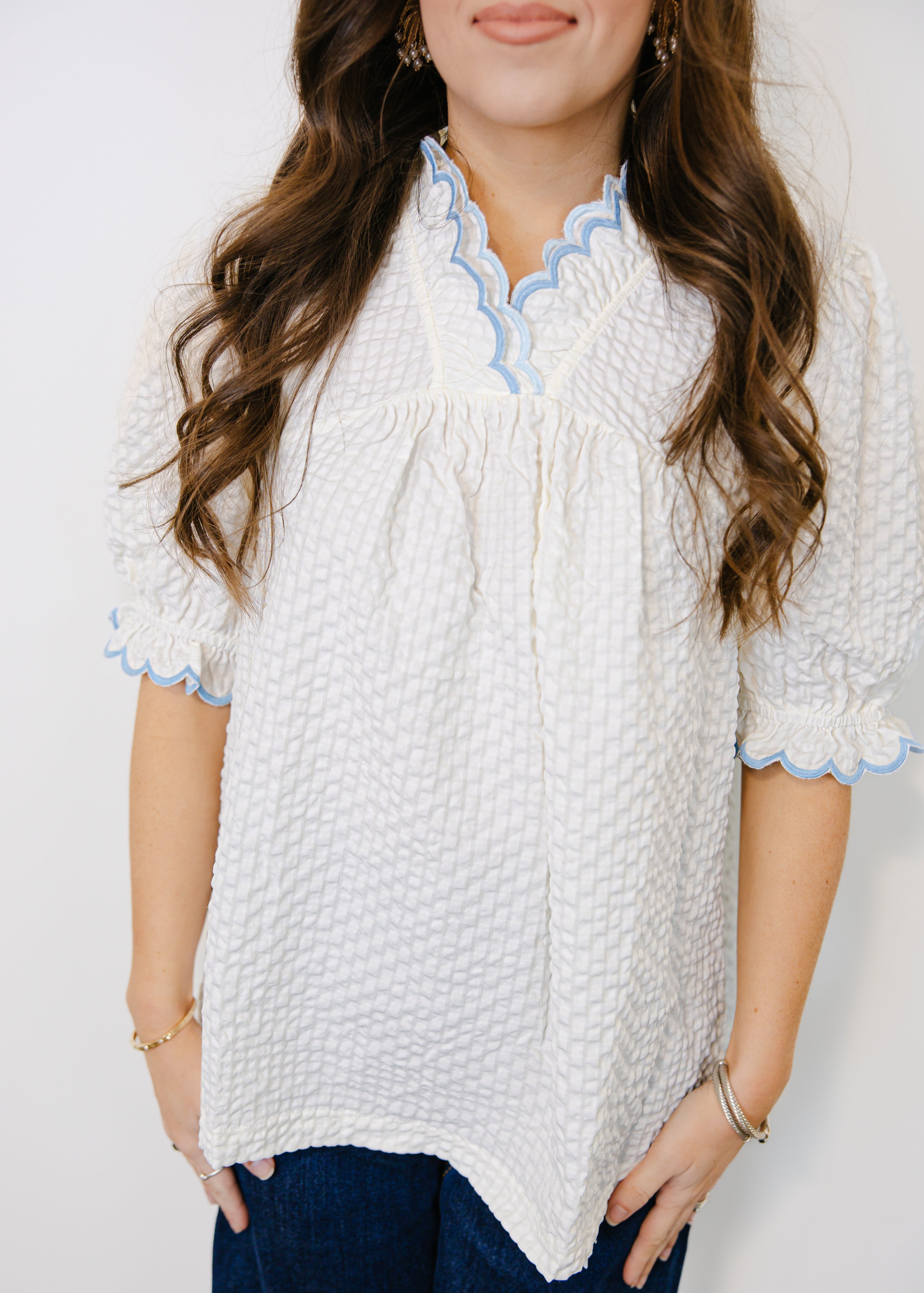 Harper Scallop Trim Top