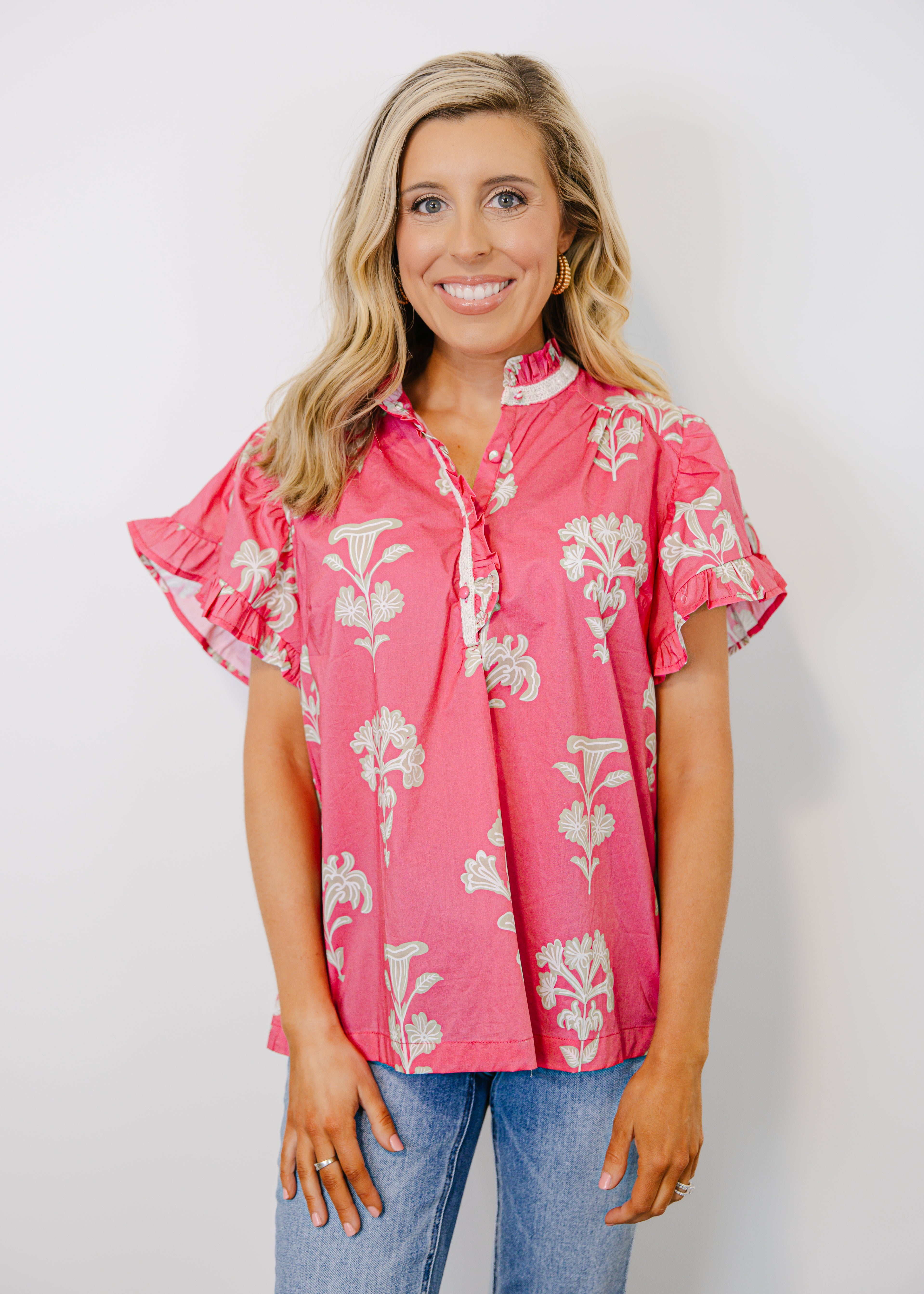 Hallie Floral Ruffle Sleeve Top