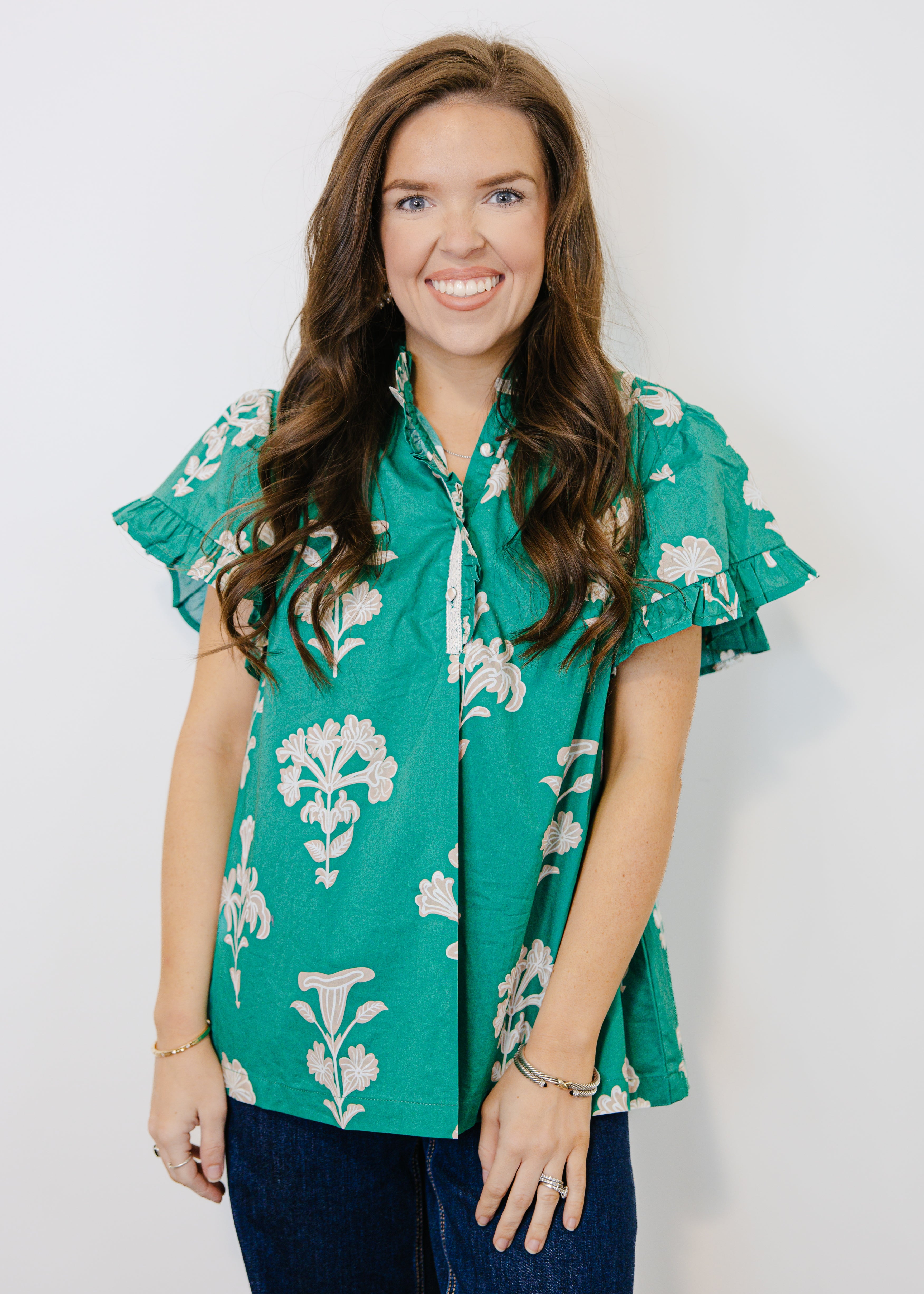 Hallie Floral Ruffle Sleeve Top